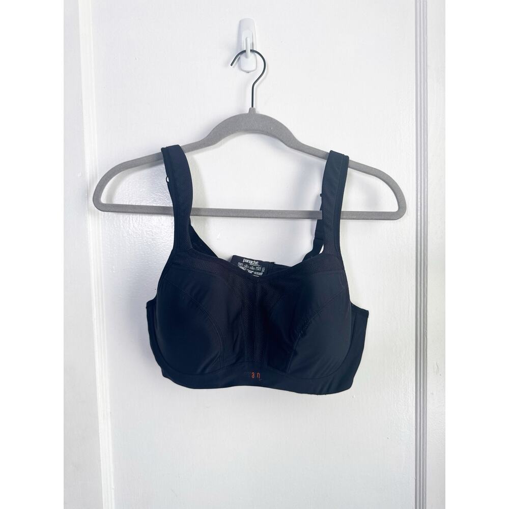 Panache Sports Bra 38D Ultimate High Impact Underwire Sleek Thicker Straps Black